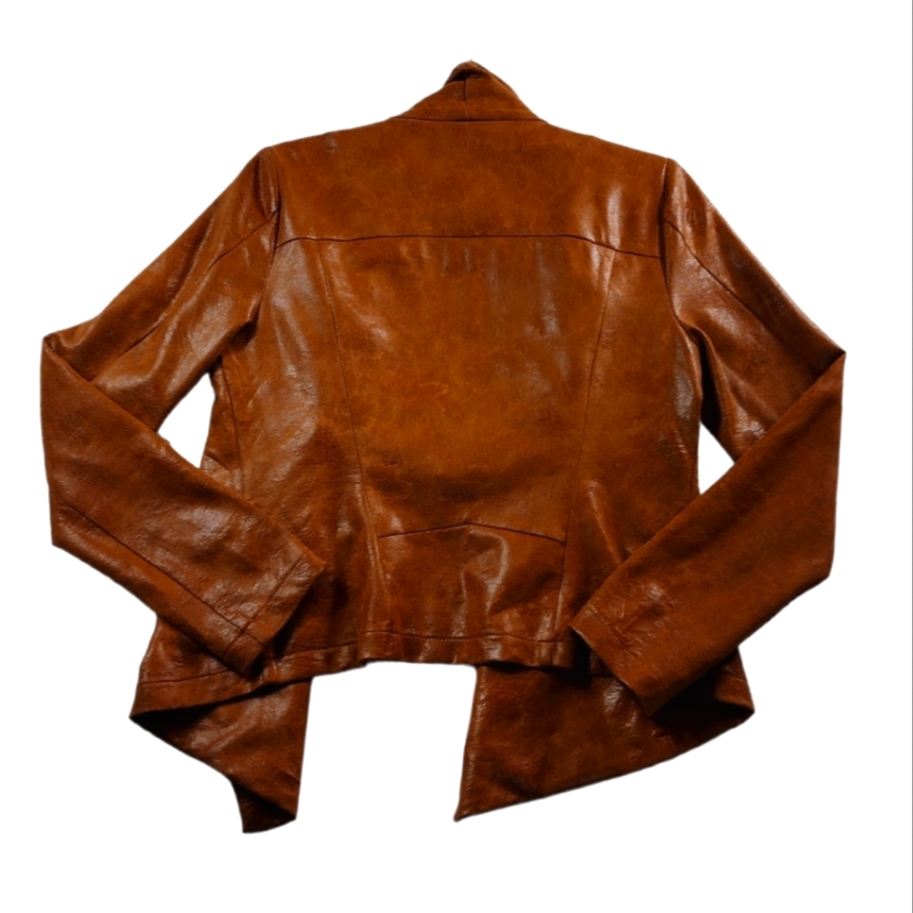 Skies Are Blue Faux Leather Open Front Waterfall Jacket Size S - Picture 4 of 6